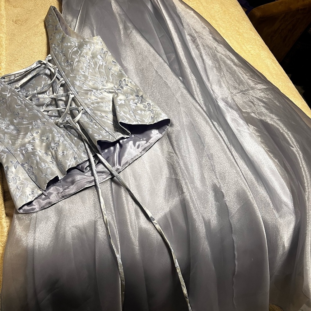 Elegant periwinkle Silver Corset Gown